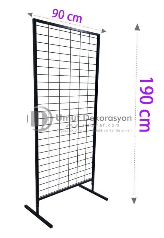90x190 cm T Ayaklı Siyah Tel Pano