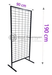 90x190 cm T Ayaklı Siyah Tel Pano